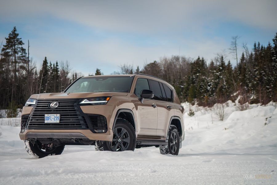 2025 Lexus LX700h front three quarter view on snow
